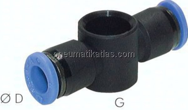 Steckanschluss, T-Ringstück G 1/4"-8mm, IQS-Standard