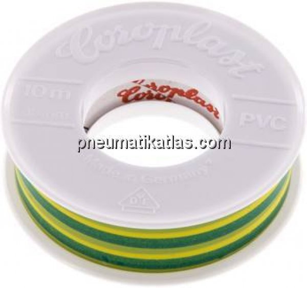 Coroplast-Elektroisolierband, VDE, 15mm/10mtr., grün-gelb