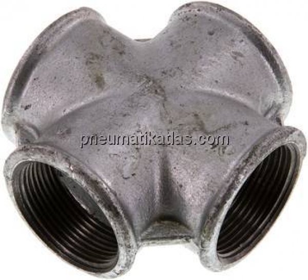 Kreuzstück Rp 1-1/2" (IG), Temperguss verzinkt