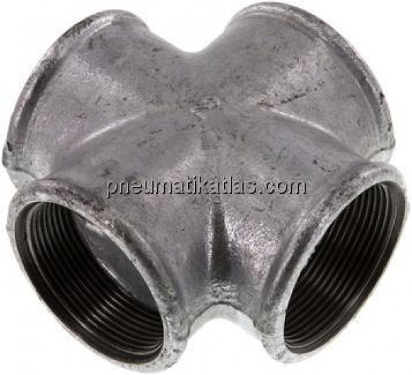 Kreuzstück Rp 2" (IG), Temperguss verzinkt