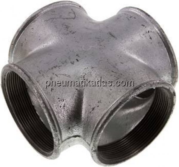 Kreuzstück Rp 3" (IG), Temperguss verzinkt