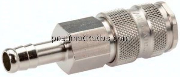 Kupplungsdose (NW7,2) 9 (3/8")mm Schlauch, Stahl gehärtet, vernickelt / Messing vernickelt