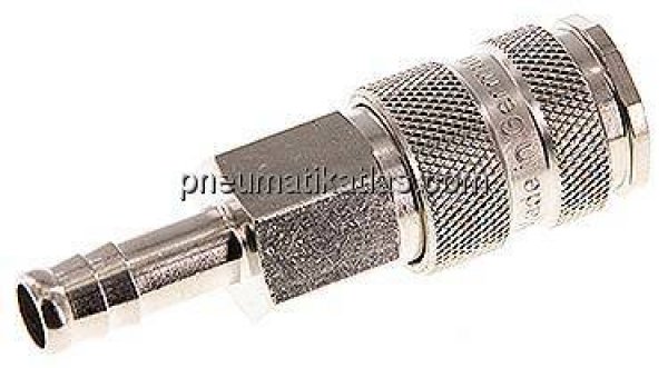 Kupplungsdose (NW7,2) 9 (3/8")mm Schlauch, Stahl gehärtet, vernickelt / Messing vernickelt