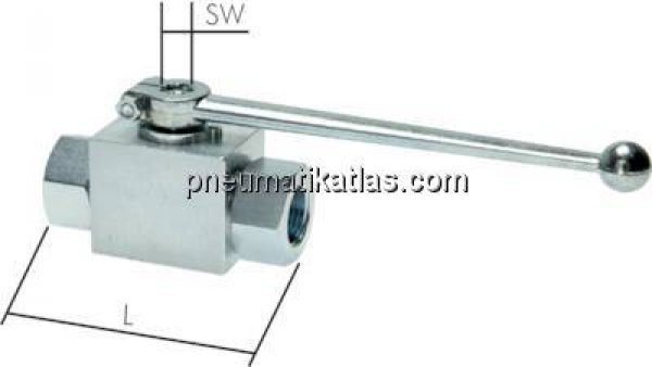 Hochdruck-Kugelhahn, Stahl, G 1/8", 0 bis 500bar