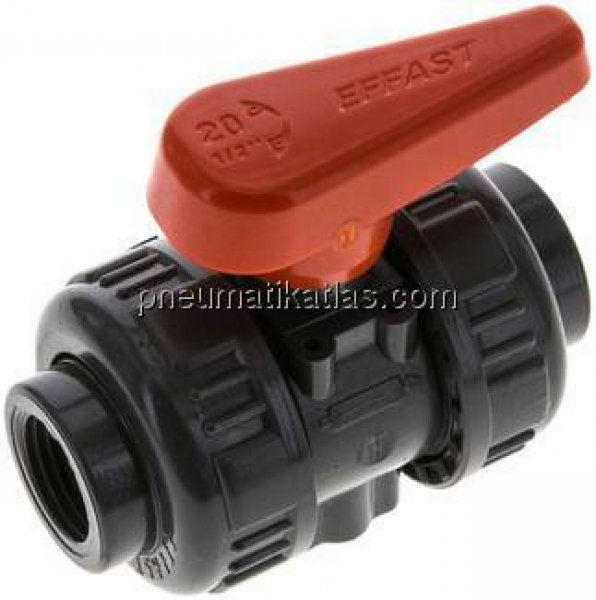 Kugelhahn, PVC-U / EPDM, Rp 1/2" (Industrieausführung)
