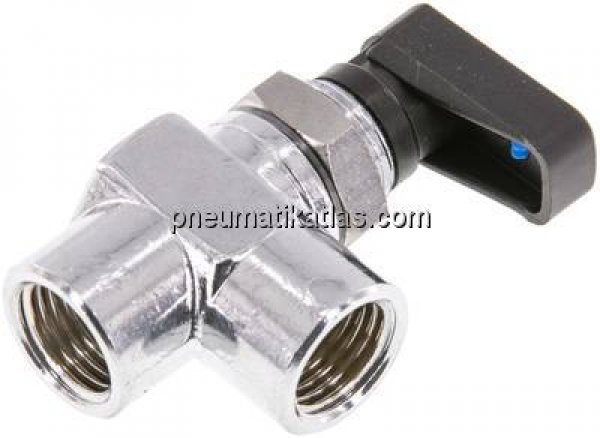 Messing-Mini-Winkelkugelhahn, G 1/4", PN 20, Schalttafelm.