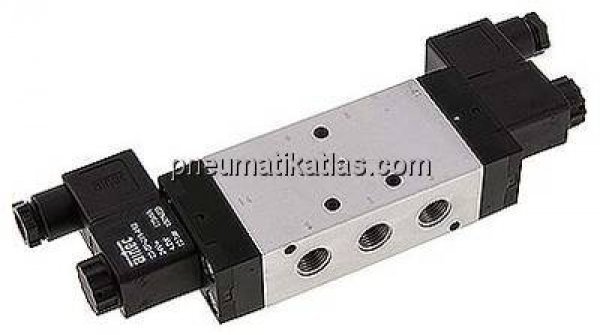 5/3-Wege Magnetventil, G 1/4", Mittelstellung belüftet, 230 V AC