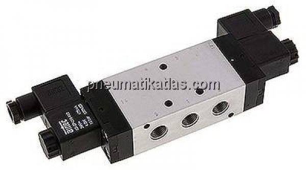 5/3-Wege Magnetventil, G 1/4", Mittelstellung belüftet, 24 V AC