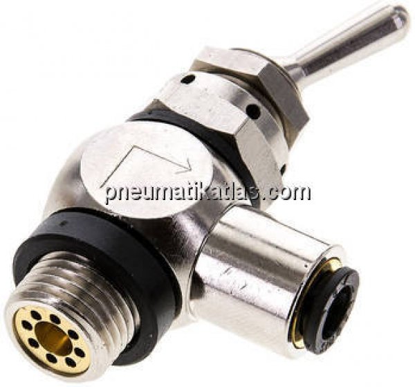 Kipphebelventil 3/2-Wege, Druckeingang: Hohlschraube, 6 mm (außen)-G 1/4" (AG)