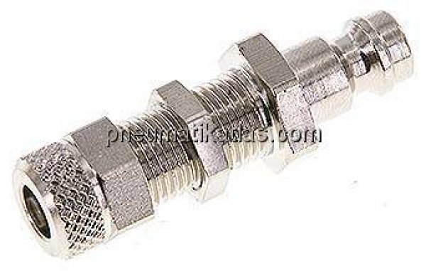 Schott-Kupplungsstecker (NW5) 6x4mm Schlauch, Messing vernickelt