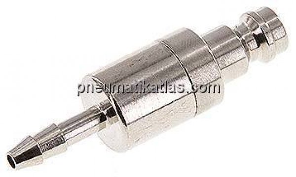 Kupplungsstecker (NW5) 4mm Schlauch, Messing vernickelt