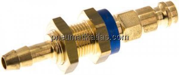 Schott-Kupplungsstecker (NW5) 6 (1/4")mm Schlauch, blau, Sechseck SW10