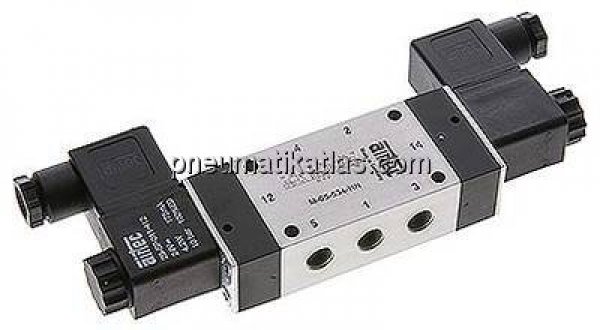 5/3-Wege Magnetventil, G 1/8", Mittelstellung belüftet, 230 V AC