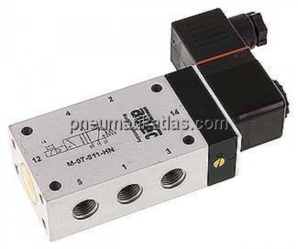 5/2-Wege Magnetventil, G 1/4", Feder, 24 V= (ATEX)