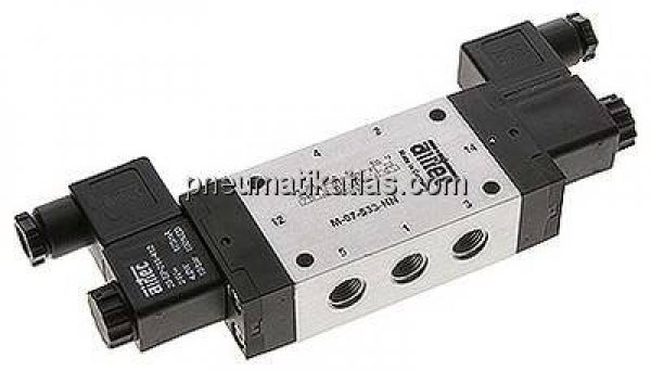 5/3-Wege Magnetventil, G 1/4", Mittelstellung entlüftet, 115 V AC