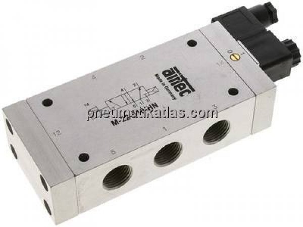 5/2-Wege Magnetventil, G 1/2", Luftfeder, 115 V AC