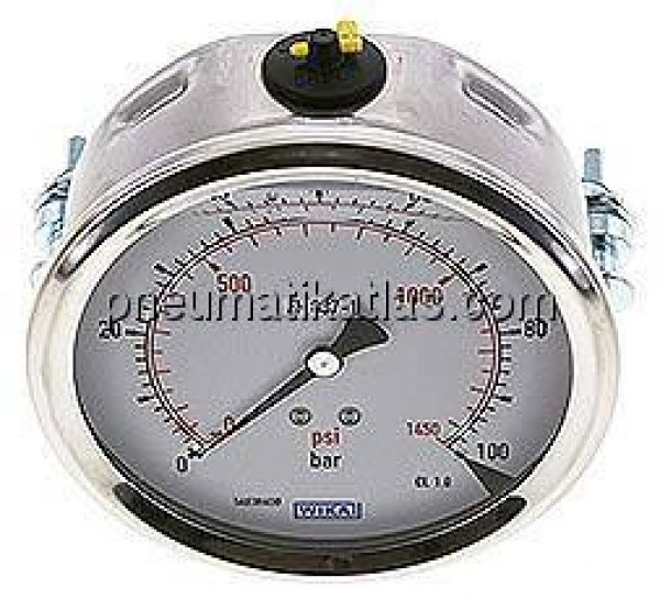 Glycerin-Einbaumanometer, 3kt-Frontring, 100mm, 0 - 100 bar
