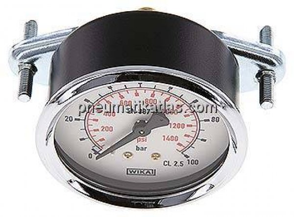 Einbaumanometer, 3-kant-Frontring, 63mm, 0 - 100 bar