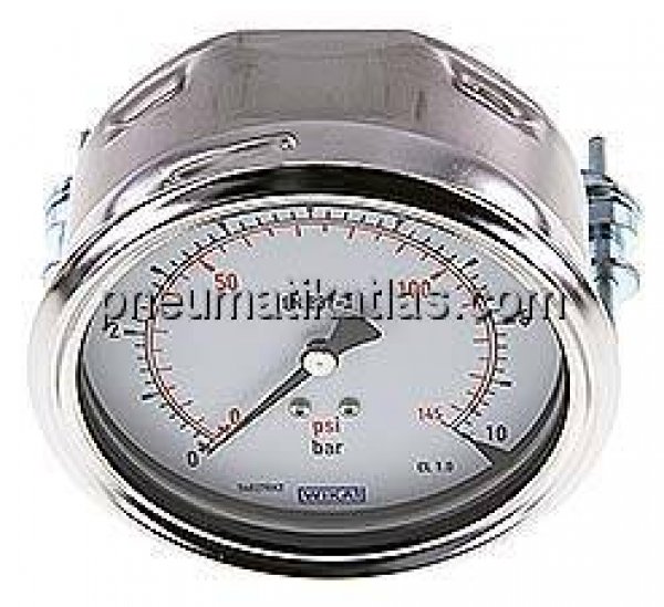Einbaumanometer, 3-kant-Frontring, 100mm, 0 - 10 bar