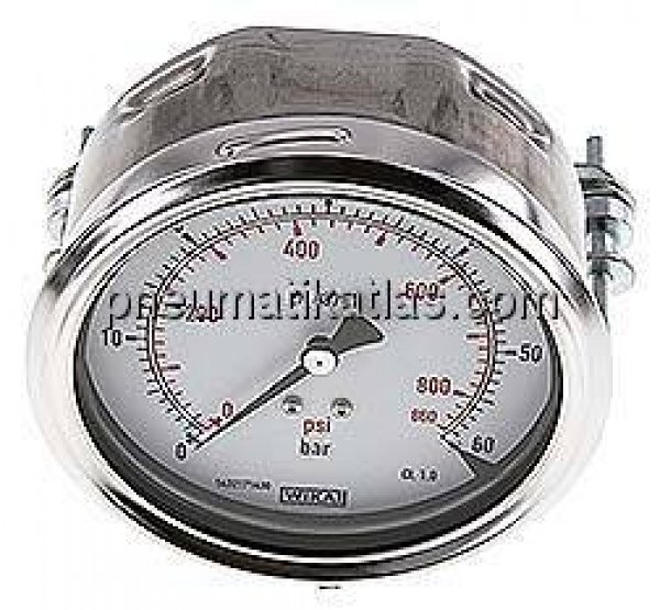 Einbaumanometer, 3-kant-Frontring, 100mm, 0 - 60 bar