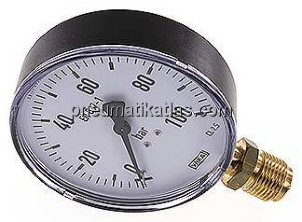 Manometer senkrecht, 100mm, 0 - 100 bar