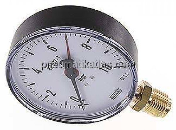 Manometer senkrecht, 100mm, 0 - 10 bar