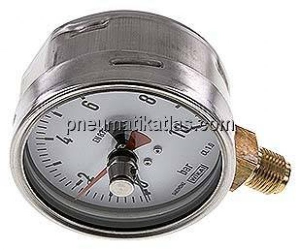 Manometer senkrecht (CrNi/Ms), 100mm, 0 - 10 bar