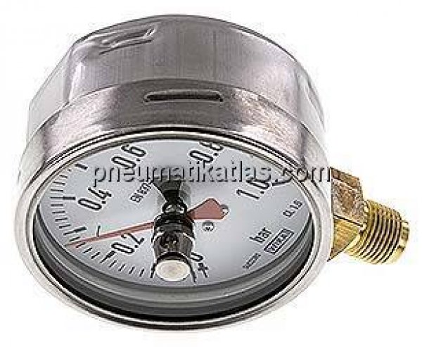 Manometer senkrecht (CrNi/Ms), 100mm, 0 - 1 bar