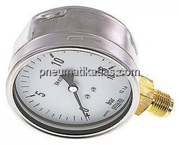 Manometer senkrecht (CrNi/Ms), 100mm, 0 - 16 bar
