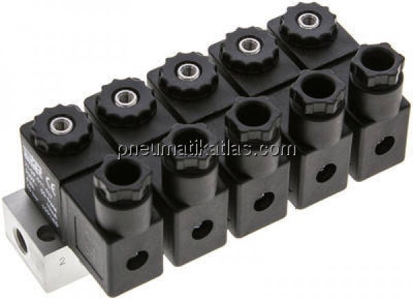 3/2-Wege Magnetventil, G 1/8", geschlossen (NC), 5-fach