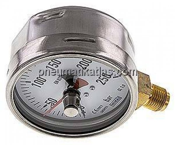 Manometer senkrecht (CrNi/Ms), 100mm, 0 - 250 bar
