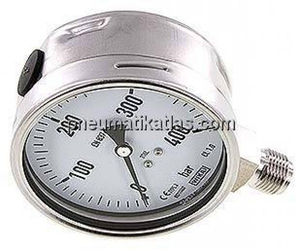 Chemie-Manometer senkrecht, 100mm, 0 - 400 bar