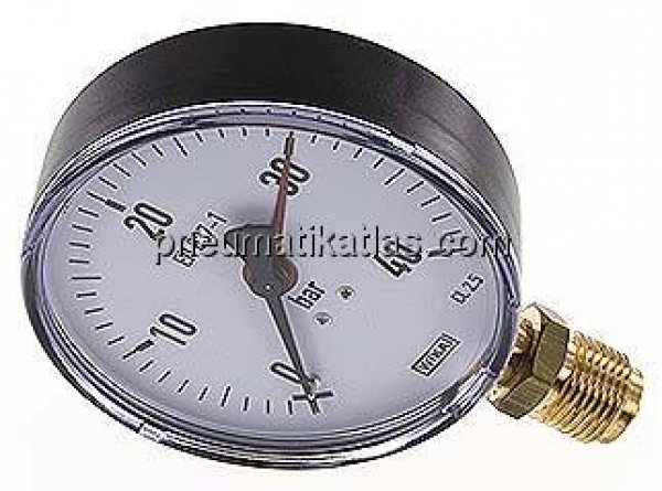 Manometer senkrecht, 100mm, 0 - 40 bar