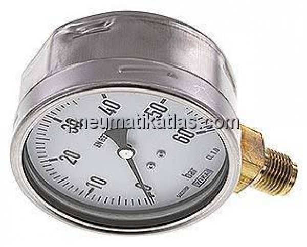 Manometer senkrecht (CrNi/Ms), 100mm, 0 - 60 bar