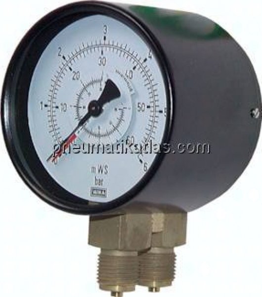 Differenzdruck-Manometer senkrecht, 100mm, 0 - 6 bar