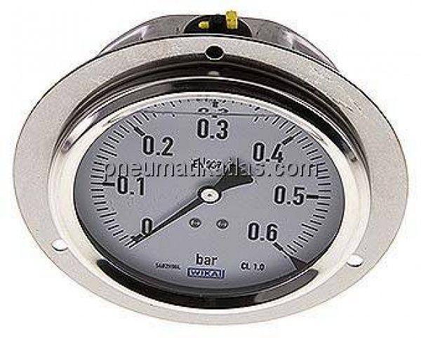 Glycerin-Einbaumanometer,Front-ring, 100mm, 0 - 0,6 bar