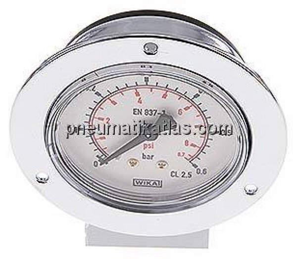Einbaumanometer (CrNi/Ms), Frontring, 63mm, 0 - 0,6 bar