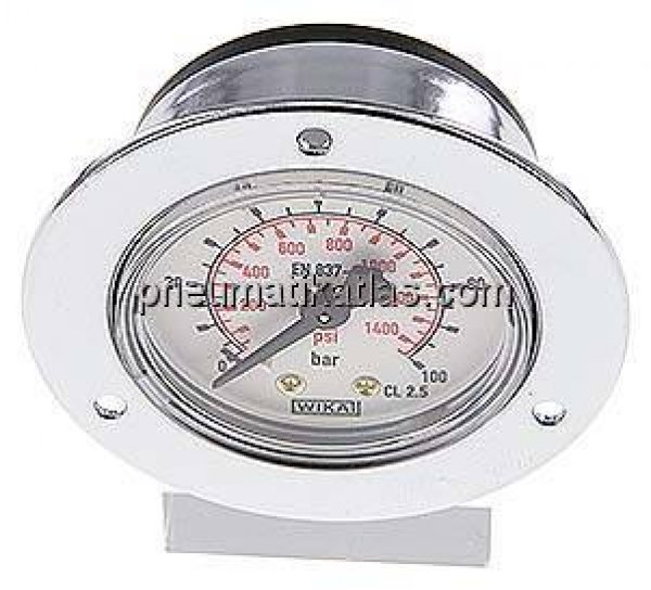 Einbaumanometer (CrNi/Ms), Frontring, 50mm, 0 - 100 bar
