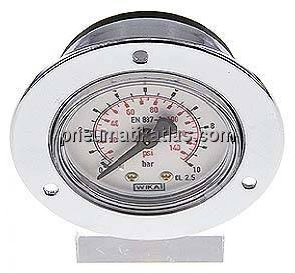 Einbaumanometer (CrNi/Ms), Frontring, 50mm, 0 - 10 bar