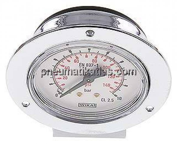 Einbaumanometer (CrNi/Ms), Frontring, 63mm, 0 - 10 bar