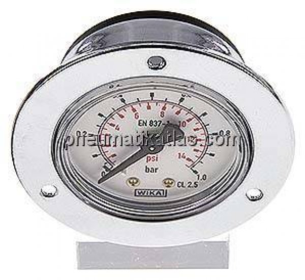 Einbaumanometer (CrNi/Ms), Frontring, 50mm, 0 - 1 bar