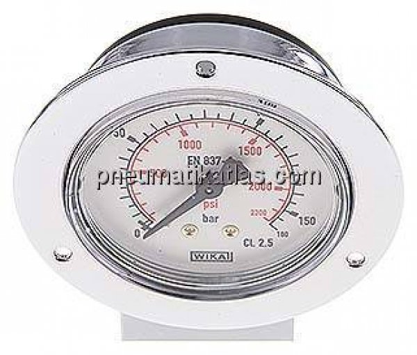 Einbaumanometer (CrNi/Ms), Frontring, 63mm, 0 - 160 bar
