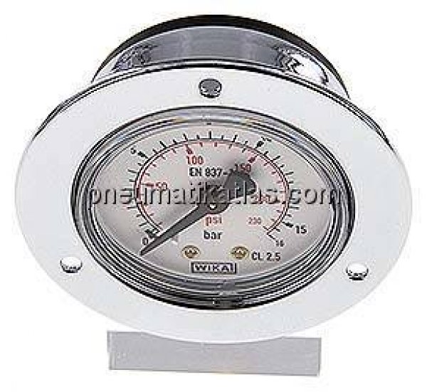 Einbaumanometer (CrNi/Ms), Frontring, 50mm, 0 - 16 bar