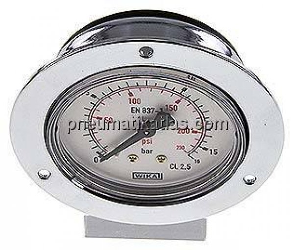 Einbaumanometer (CrNi/Ms), Frontring, 63mm, 0 - 16 bar