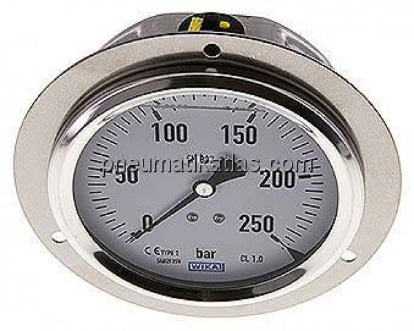 Glycerin-Einbaumanometer,Front-ring, 100mm, 0 - 250 bar