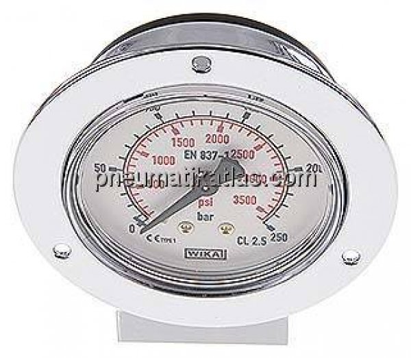 Einbaumanometer (CrNi/Ms), Frontring, 63mm, 0 - 250 bar