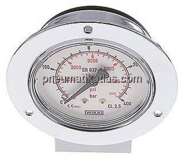 Einbaumanometer (CrNi/Ms), Frontring, 63mm, 0 - 400 bar