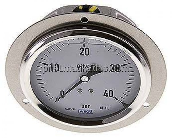 Glycerin-Einbaumanometer,Front-ring, 100mm, 0 - 40 bar