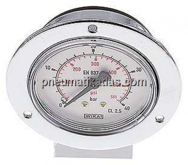 Einbaumanometer (CrNi/Ms), Frontring, 63mm, 0 - 40 bar
