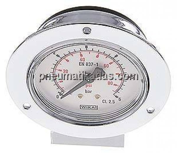 Einbaumanometer (CrNi/Ms), Frontring, 63mm, 0 - 6 bar